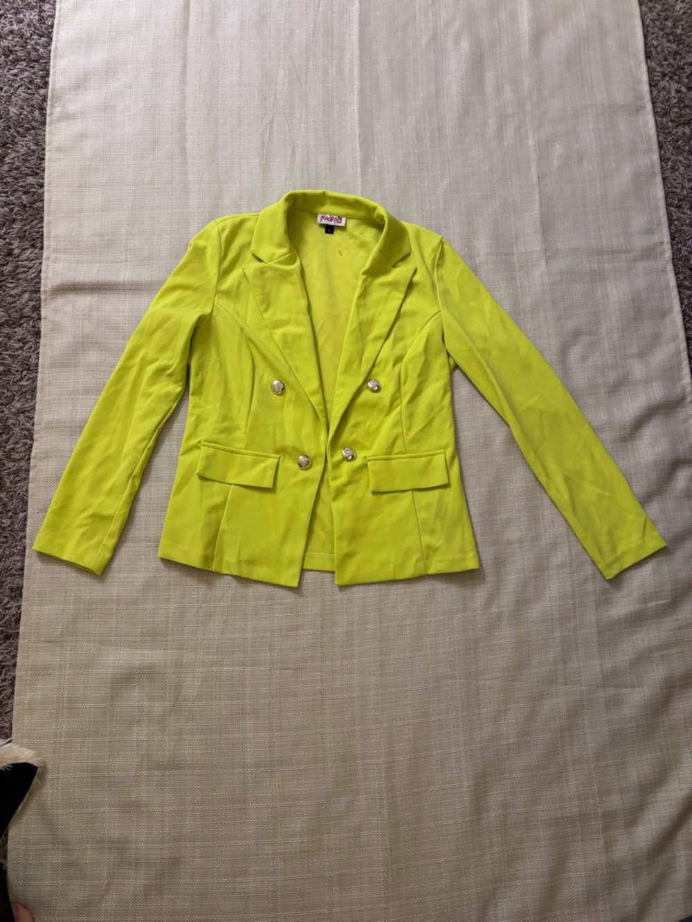 Madrag Neon Lime Double-Breasted Blazer Jacket - Women Medium